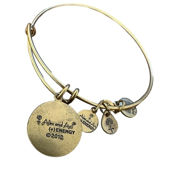 Alex and Ani Godmother Charm Rafaelian Gold Finish Bangle Bracelet - Picture 2 of 3